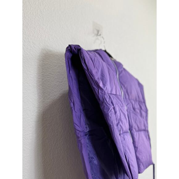 NWT Women's Purple Puffer Vest Jacket with Hoodie Open Side Tie Y2k Large - Picture 4 of 9